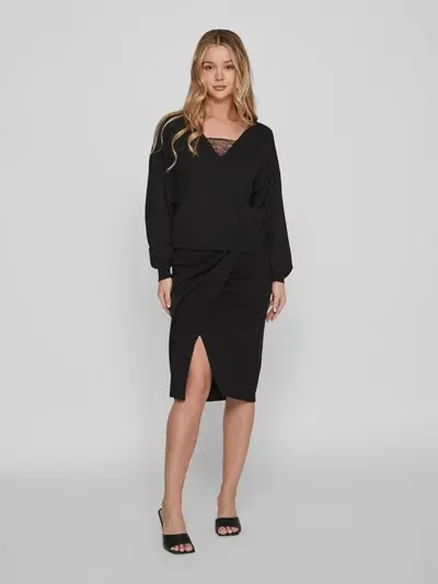VILA W PLAIN KNI WRAP SKIRT 14087486