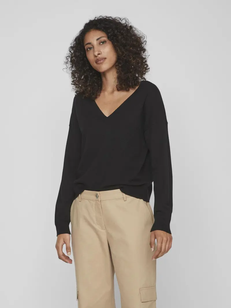 VILA W REV V-NECK LONG SLEEVES KNIT 14087485