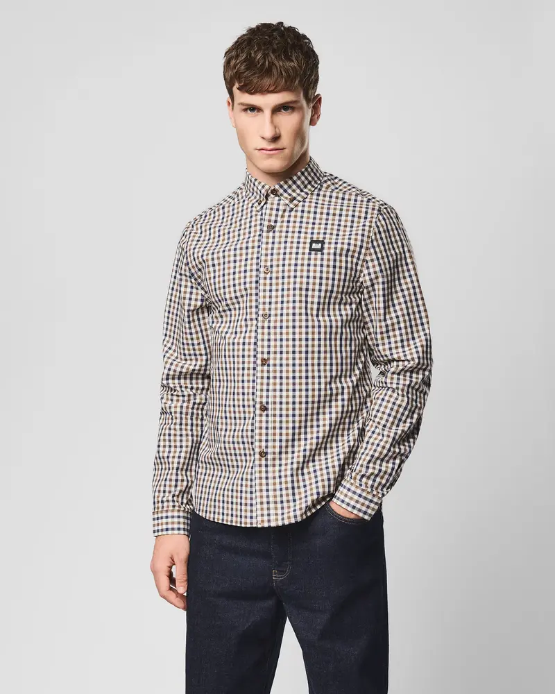 WEEKEND OFFENDER CAMICIA MANICA LUNGA A QUADRETTI PICCOLI SHSS2410 LISBON