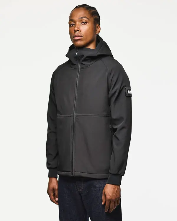 WEEKEND OFFENDER GIUBBOTTO STIPE SOFTSHELL FULL ZIP E CAPPUCCIO CON PATCH MANICA UOMO JK3A06 STIPE BLK