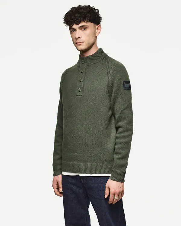 WEEKEND OFFENDER MAGLIONE IN LANA CASTILLOS CON BOTTONI E PATCH SU MANICA KW3A14 CASTILLOS BLKF
