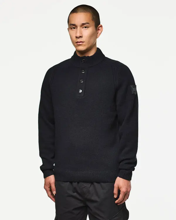 WEEKEND OFFENDER MAGLIONE IN LANA CON BOTTONI E PATCH SU MANICA KW3A14 CASTILLOS BLK