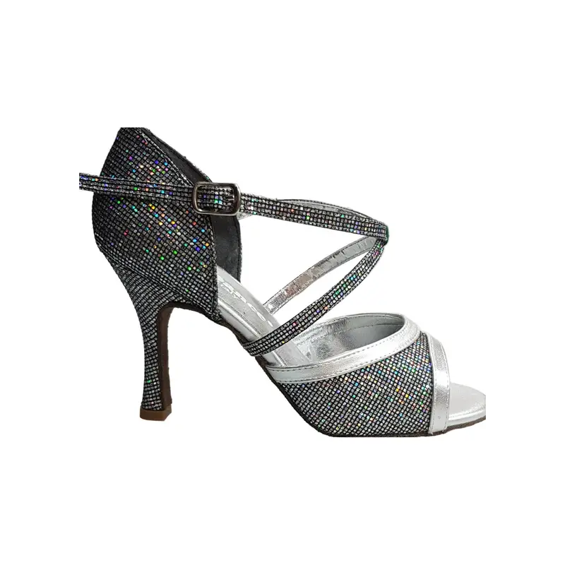 Wendi/BO-N (2016) Scarpa da Ballo Salsa Donna in Boreale Silver e pelle Argento