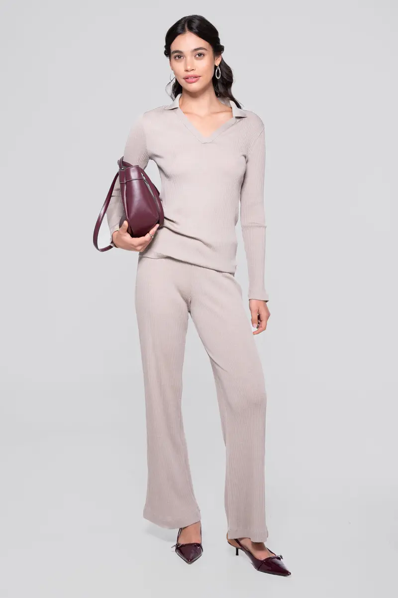 Wool and silk long sleeves polo shirt 7460