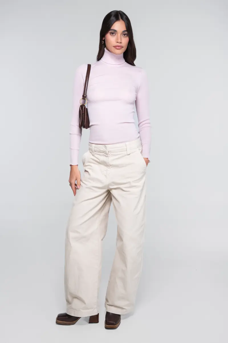 Wool and silk long sleeves turtleneck shirt 3438