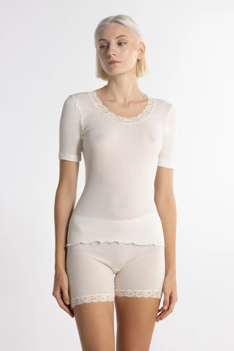 Wool and silk round neck T-Shirt 3414