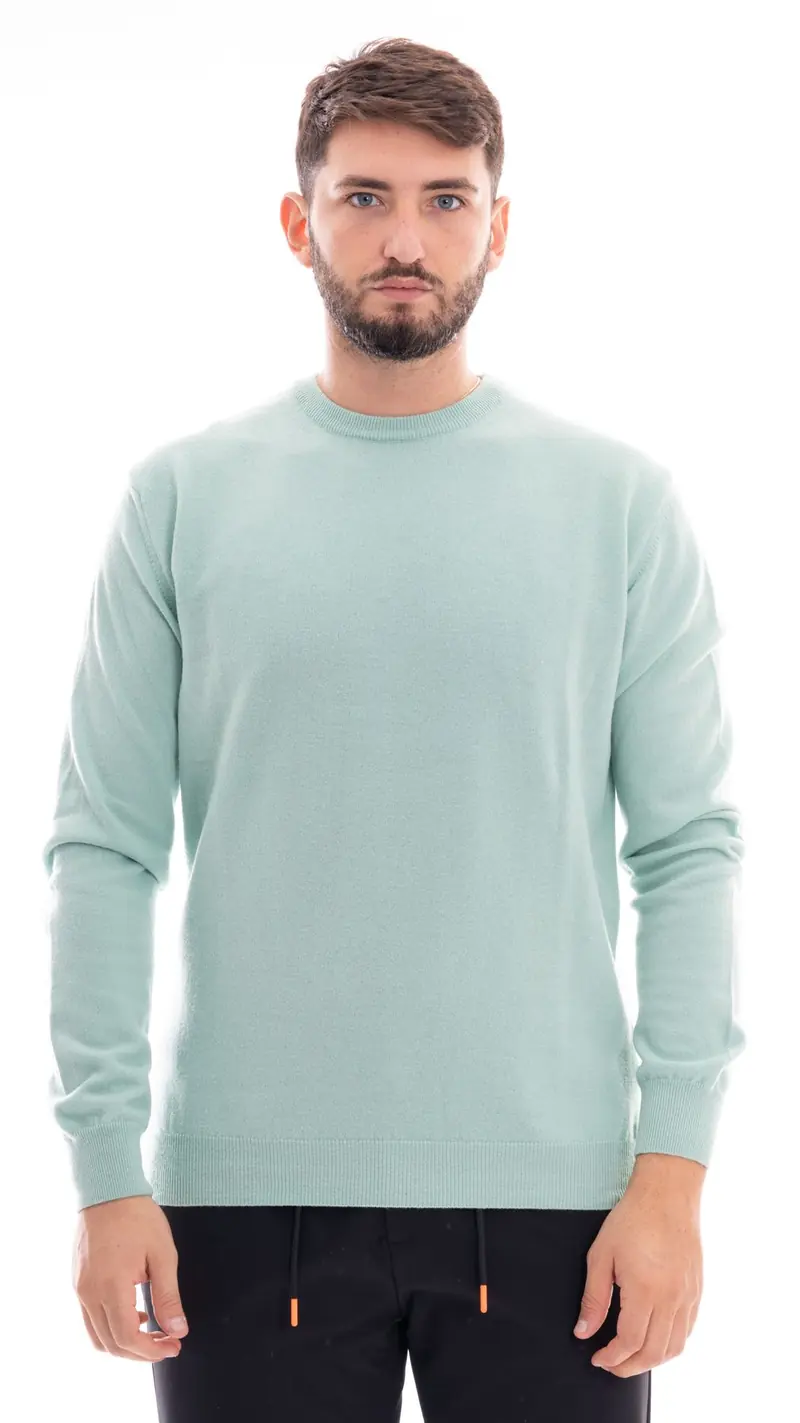 WOOL&CO MAGLIONE GIROCOLLO RASATO IN CASHMERE MERINO FINEZZA 12 0020 0041