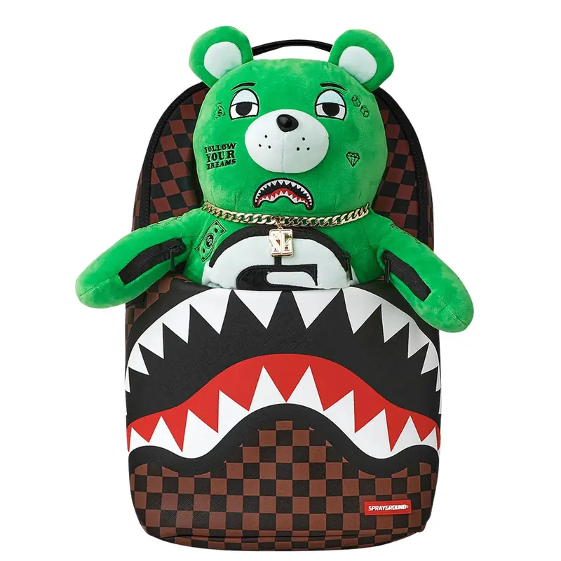 ZAINO UNISEX SPRAYGROUND BEAR POUCH 2N1 MARRONE E ORSO VERDE