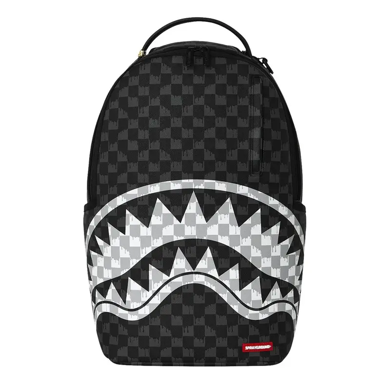 ZAINO UNISEX SPRAYGROUND BLACK AND WHITE DRIP CHECK SHARK NERO