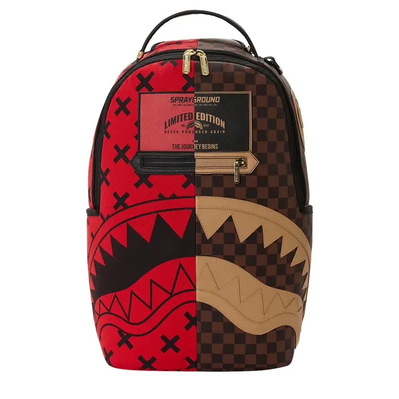 ZAINO UNISEX SPRAYGROUND REVERSE HALF SPLIT MARRONE E ROSSO