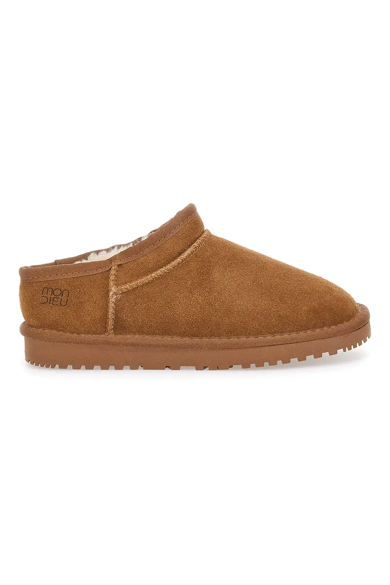 Zoccoli Cammello con Pelo in Vera Pelle MON DIEU WD5530T