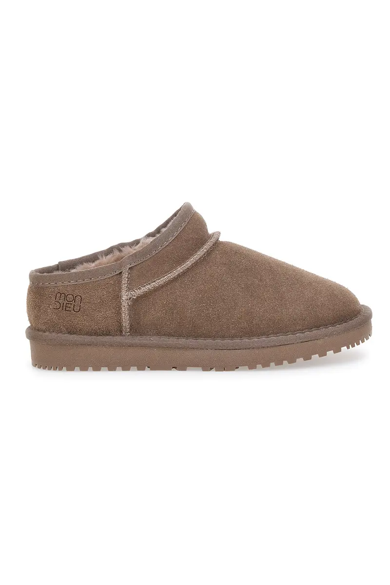 Zoccoli Taupe con Pelo in Vera Pelle MON DIEU WD5530T